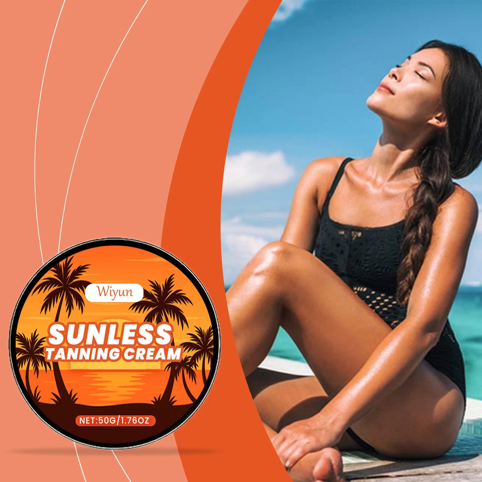 WIYUN Self Tanner Bronzing Cream – UV-Free Sunless Tan 50g Self Tanning Cream Zpaxo