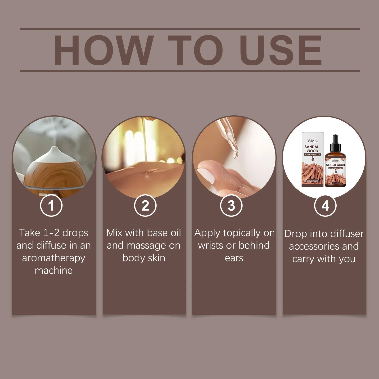 Wiyun Sandalwood Massage Essential Oil Facial Skin Care Body Moisturizing Oil aromatherapy Essential Oil Daily Care Zpaxo