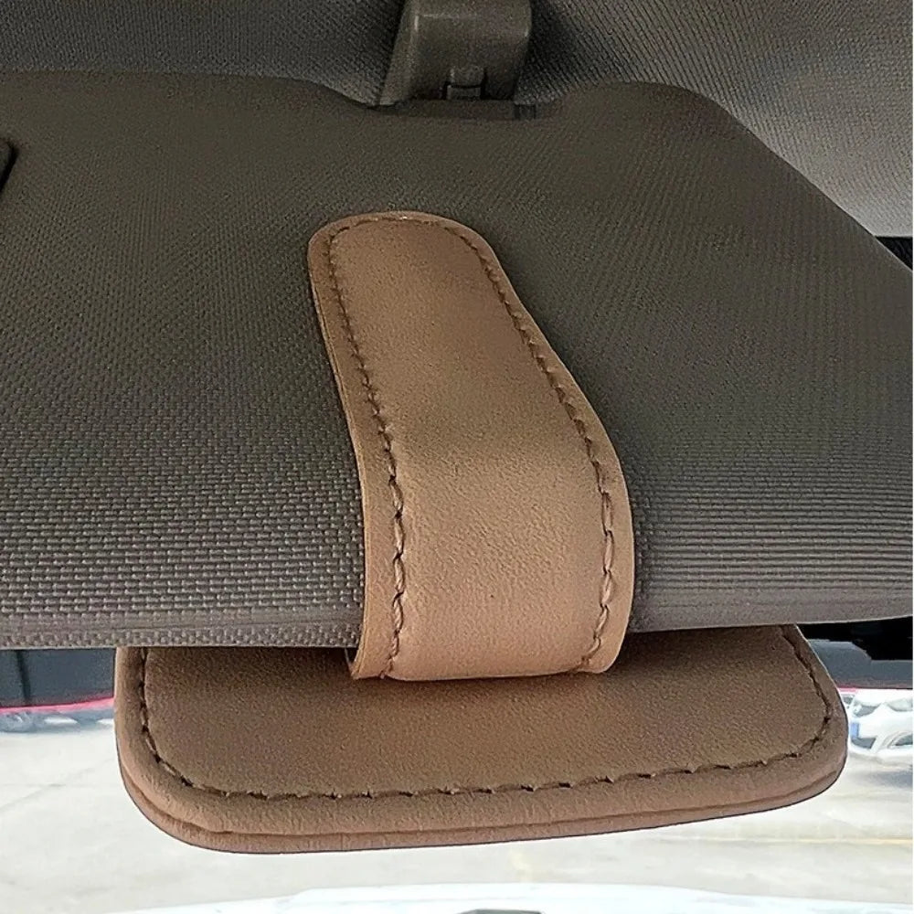 PU Leather Car Sunglasses Holder Universal Multifunctional Sun Visor Zpaxo