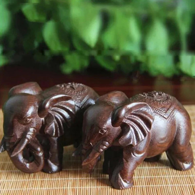 Crafts Retro Home Feng Shui Desktop Decoration Natural Carved Elephant Statue Luxury Elephant Figurine Wooden Ornaments Zpaxo