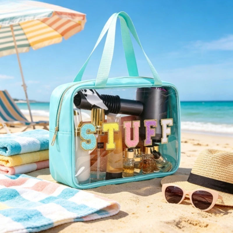 Transparent PVC Cosmetic Bag Large Waterproof Makeup Pouch Handle