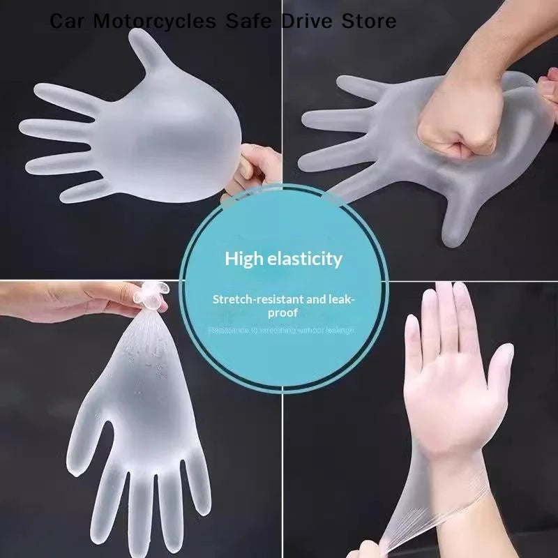 100 Disposable PVC Gloves Transparent Thickened Plastic Household