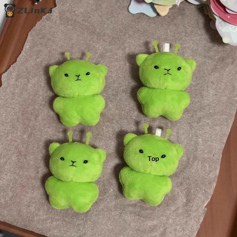 ▶1/2Pcs Green Cat Plush Toy Cartoon Stuffed Animal Keychain Accessories Creative Ugly Cute Backpacks Pendant Party Gift Zpaxo