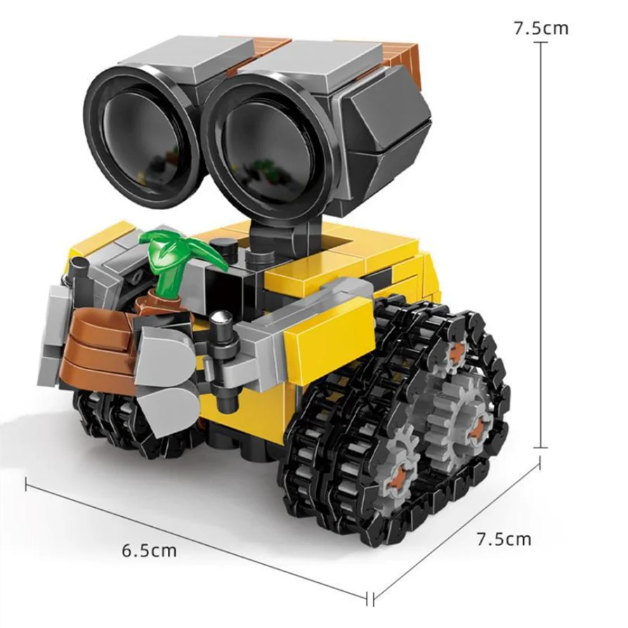 Funny Space Mini Robot MOC Building Bricks Toys Tracked Bot Model