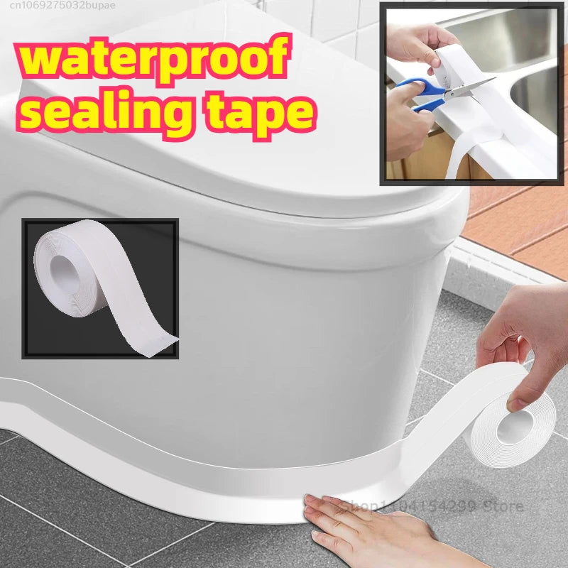 PVC Waterproof Sealing Tape for Bathroom Sink Shower, Bathtub and Toilet Self Adhesive Tape Kitchen Sink Edge Protector Tape Zpaxo
