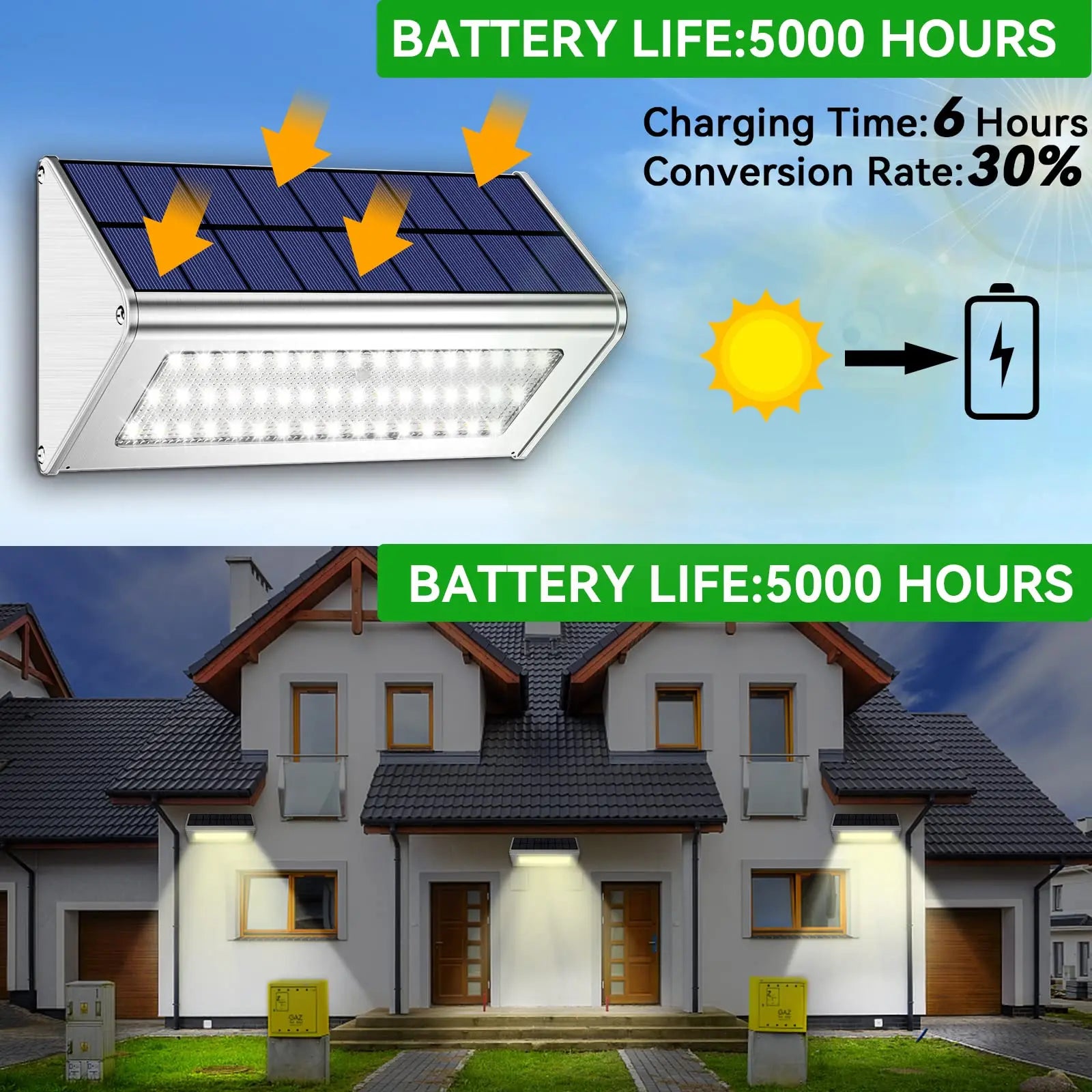 48 LED Solar Light Of Aluminum Alloy 4500mAh Outdoor Waterproof with Solar Lamp Motion Sensor Radar Applicable In Porch Garden Zpaxo