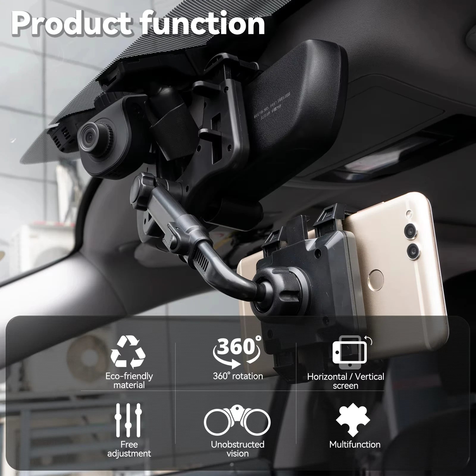 360° Rearview Mirror Car Phone Holder – Universal Mount Car Phone Mount Zpaxo