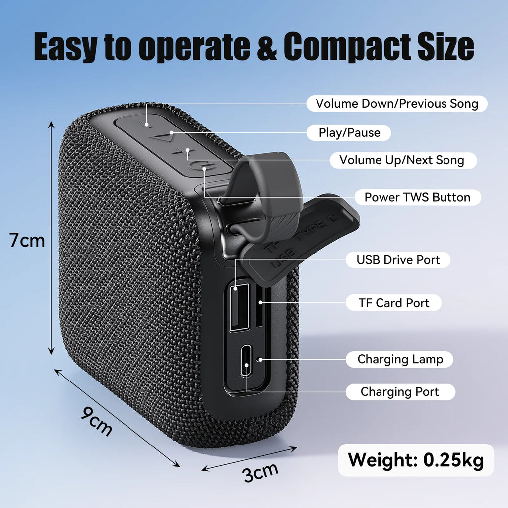 Bluetooth Speakers TWS 10W Enhanced Bass Portable Outdoor Wireless