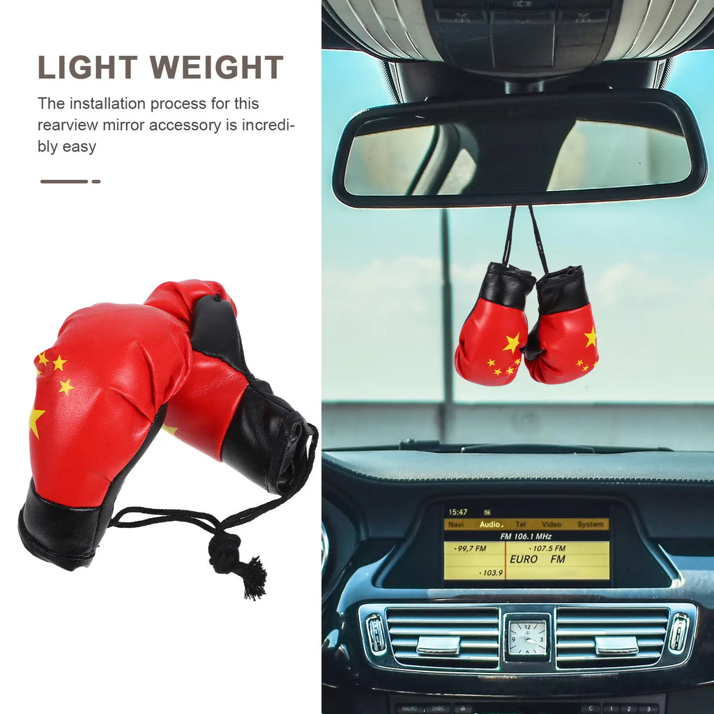 1Pair Mini Boxing Gloves Keychain Chinese National Flag Pattern