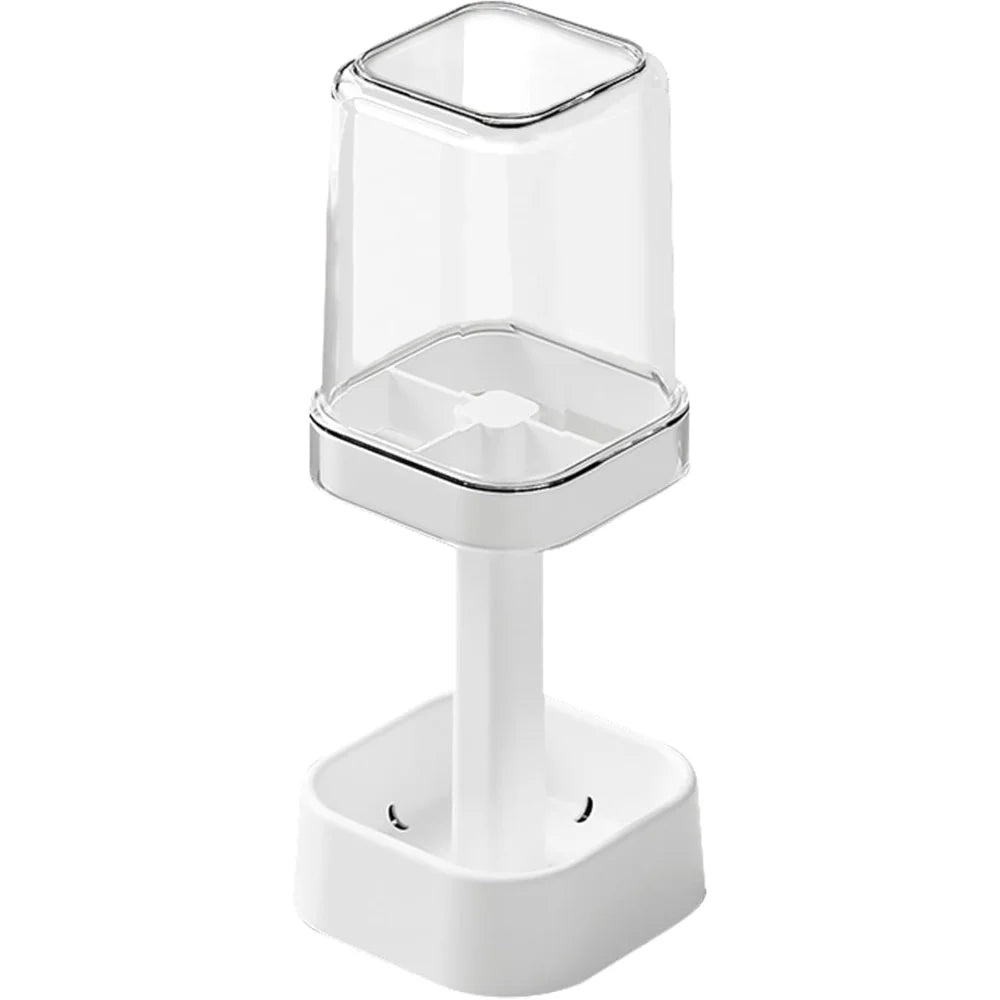 3-in-1 Countertop Toothbrush Holder with Cover & Toothpaste Slot