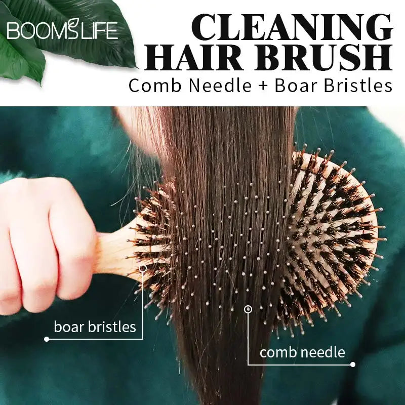 Boar Bristle Hair Brush Wood Combs for Women Scalp Massage Brush Detangling Hair Brush OAK Wood Hair Brush Barber Comb for Hair Zpaxo