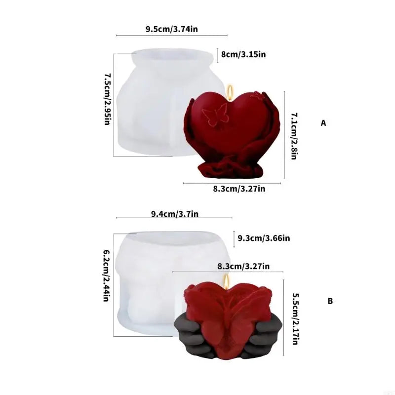 Heart Silicone Molds Epoxy Resin Soap Holding Hand Gypsum Decoration