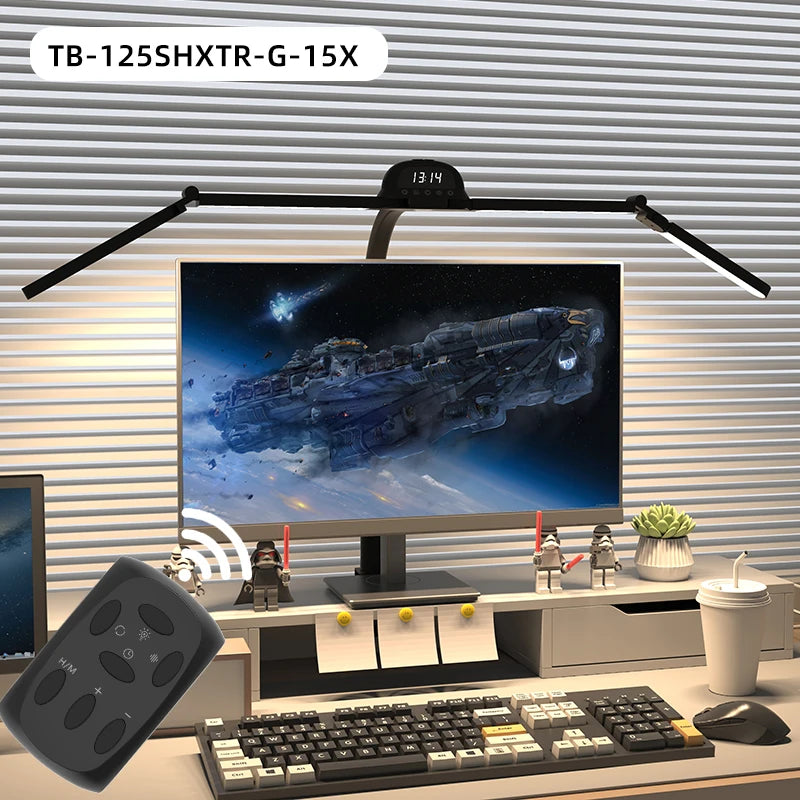 LED Eye-Caring Desk Lamp for Office Home Architect Lamp with Clamp Foldable Lighting Arm Flexible Gooseneck Study Table Lamp Zpaxo Clock 4-Head EU Plug