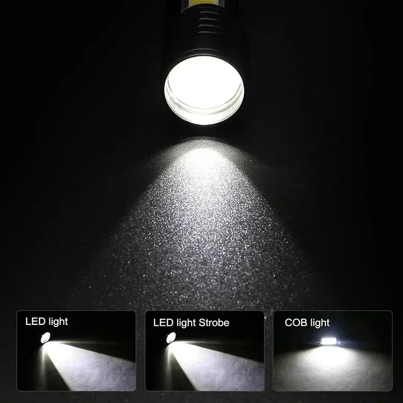 KDULIT Mini COB+XPE LED Torch – USB Rechargeable Zoomable Flashlight
