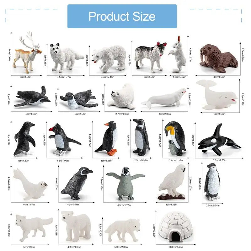 26pcs 3D Polar Animal Figurines Mini Arctic Animals Toys Marine Model Set Home Decoration Arctic Bear Kids Child Bedroom Decor Zpaxo