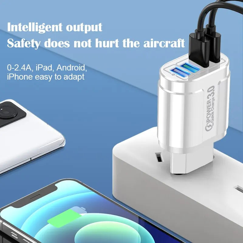 USB Charger Quick Charge 3 0 Fast Charging 4 Ports Wall Phone Adapter