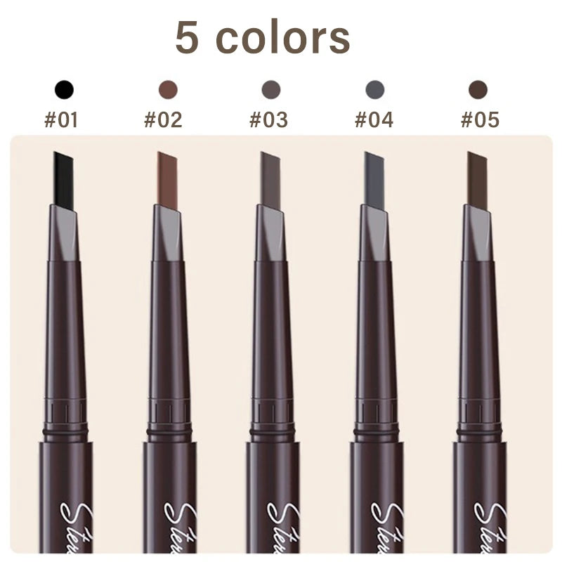5 Colors Double-Ended Eyebrow Pencil with Brush Waterproof Lasting Auto-Rotate Professional Eyebrow Stick Eye Makeup for Women Zpaxo