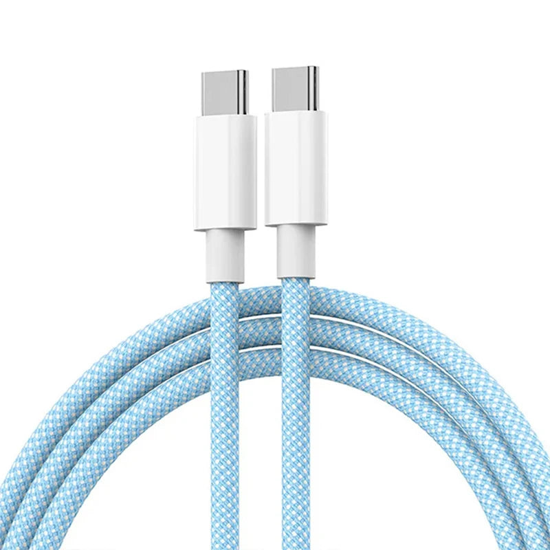 PD 60W USB C to USB C Cable Fast Charge Data Cable For Macbook iPad iPhone 15 Series Xiaomi Type C to Type C Data Charger Cable Zpaxo Blue 1m