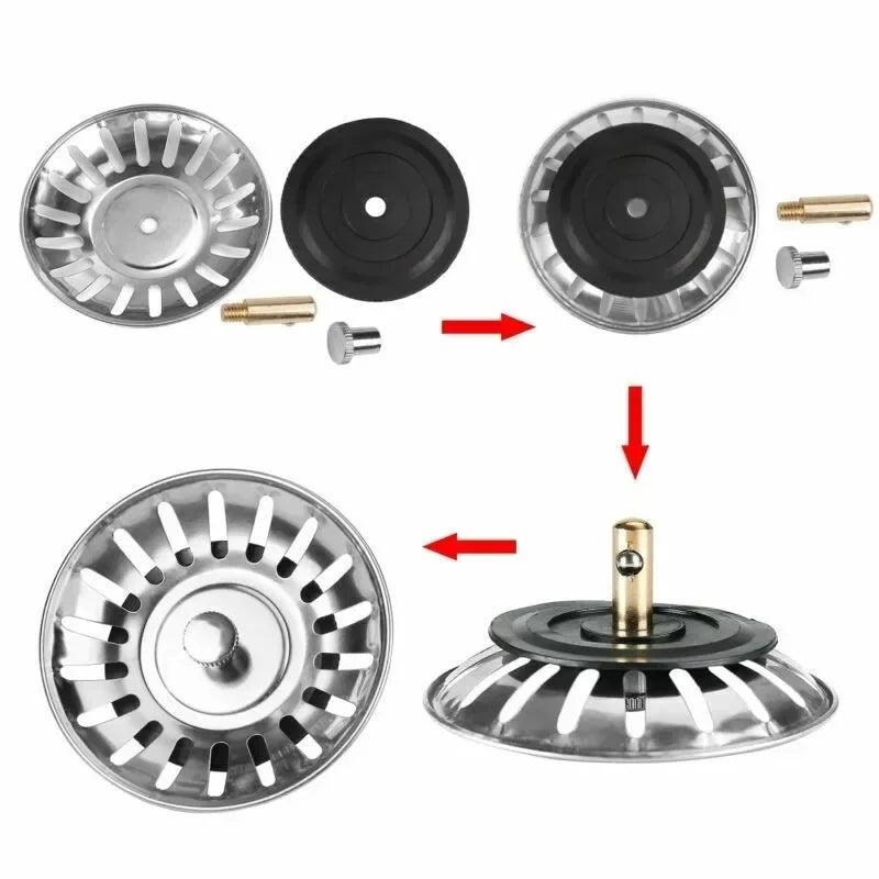 Kitchen Sink Strainer Stoppers & Cleaning Cloth – 3-Piece Set