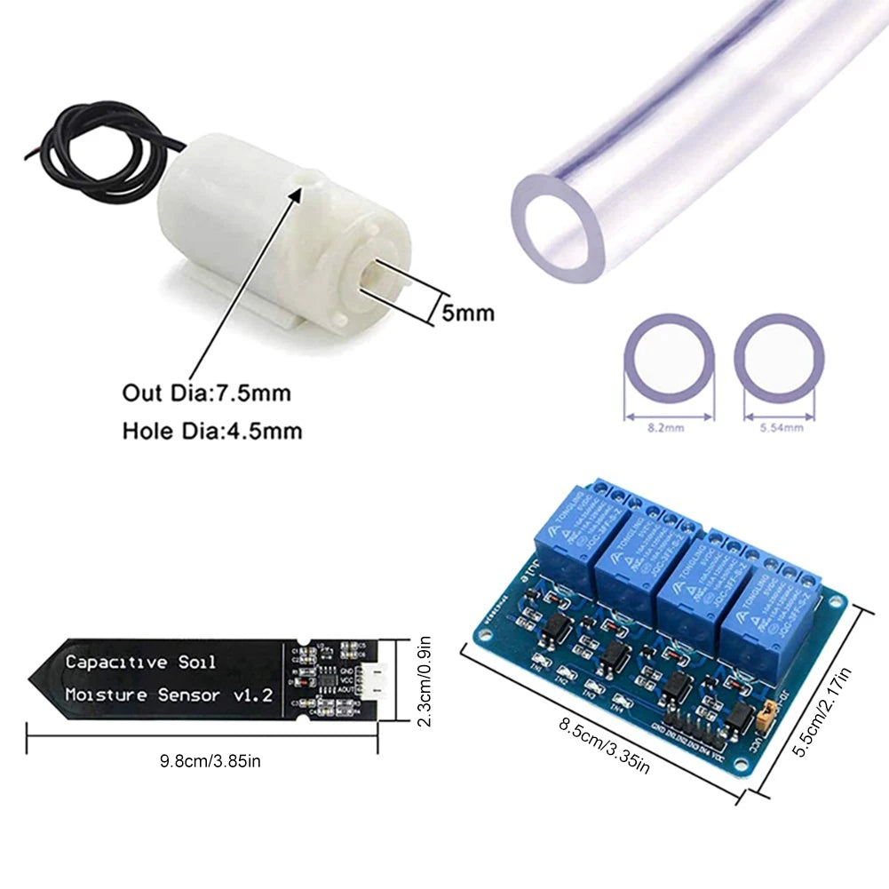 Self Watering System 1 Channel 5V Relay Module Soil Moisture Control Kit Water Pump 4M Vinyl Tubing DIY Drip Irrigation System Zpaxo