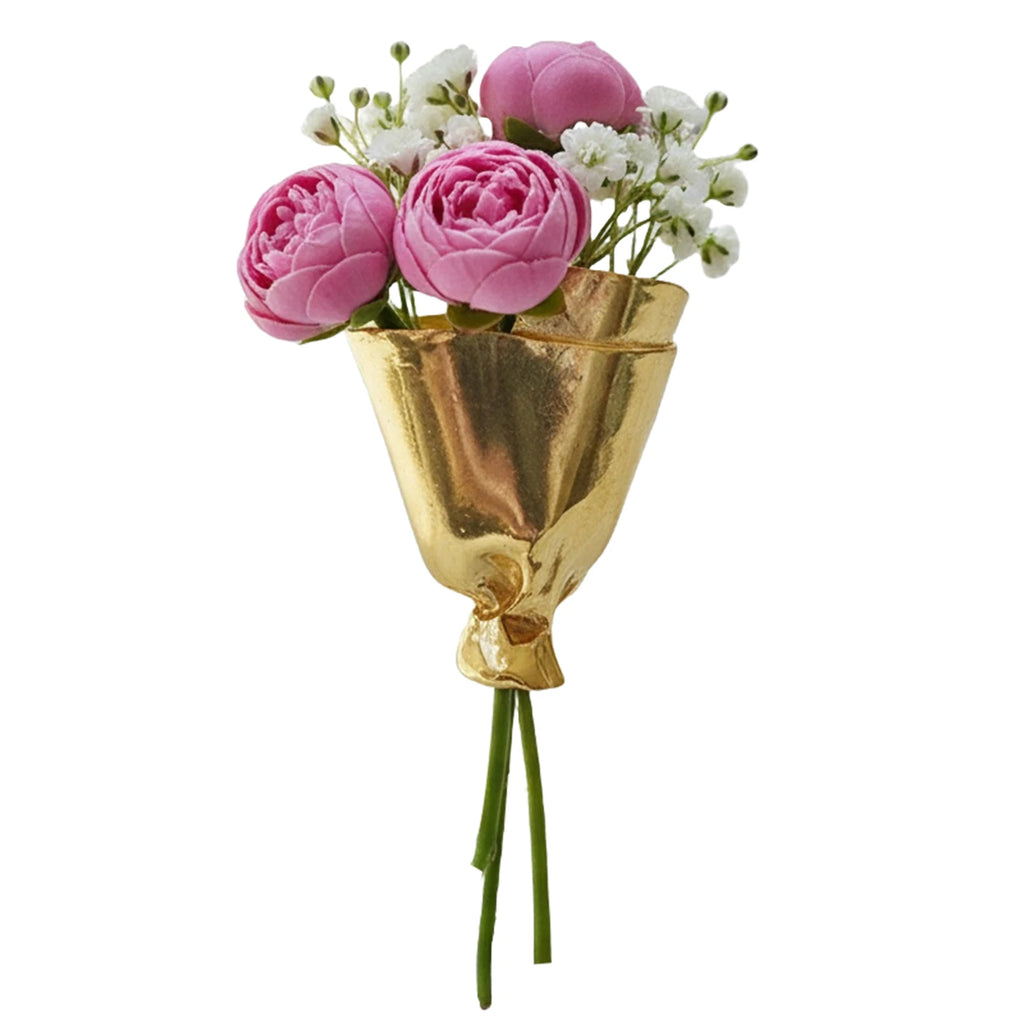 Artful Flower Vase Brooch Metal DIY Bouquet Holder Lapel Pins