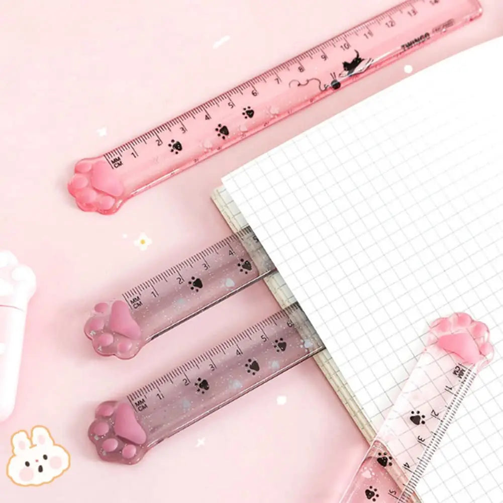 15cm Kawaii Cat Claw Ruler – Cute Cartoon Plastic Straight Edge