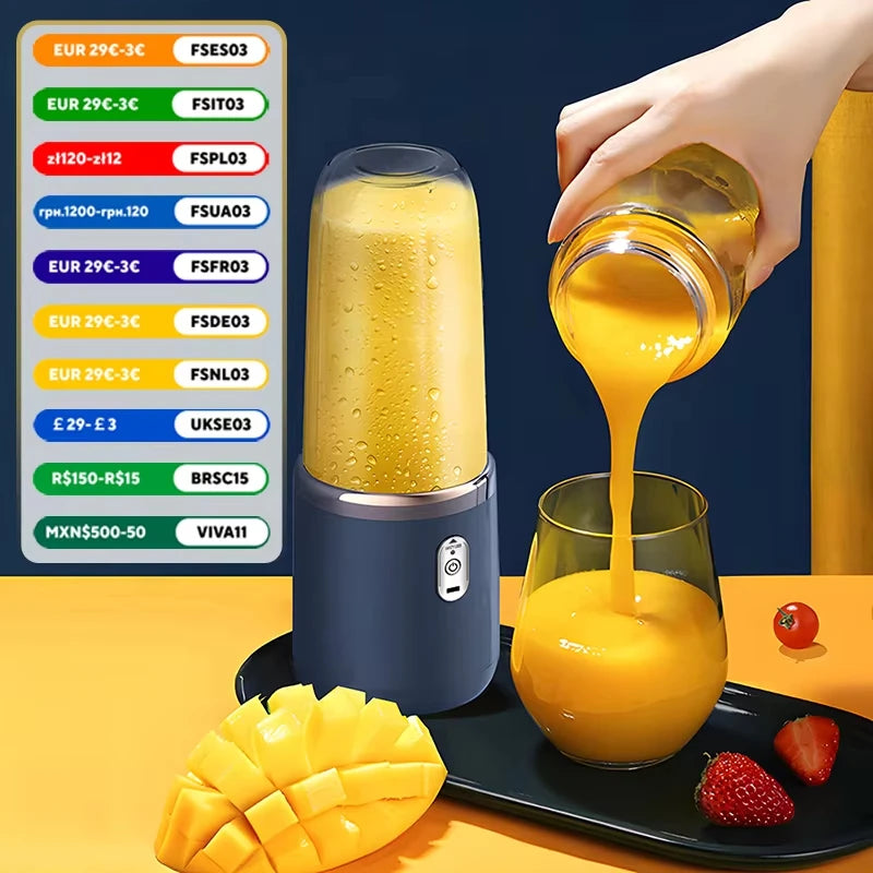 Handheld Usb Personal Mini Juicer Cup Portable Juicer Blender for Travel Water Bottles with Single or Double Cups Zpaxo
