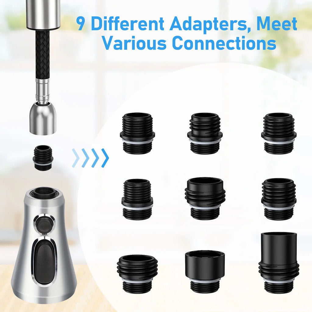 1 2 Connection Kitchen Pull Out Faucet Sprayer Nozzle 3 Modes ABS