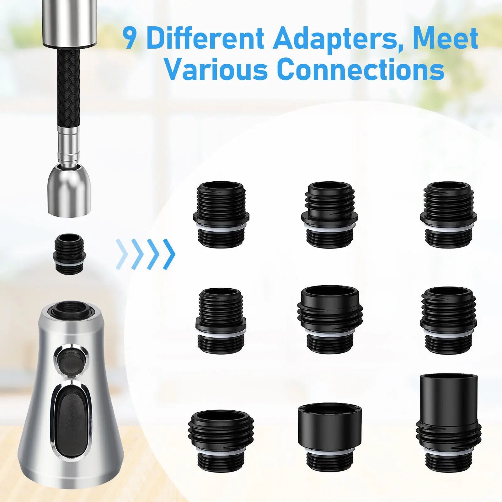 1 2 Connection Kitchen Pull Out Faucet Sprayer Nozzle 3 Modes ABS