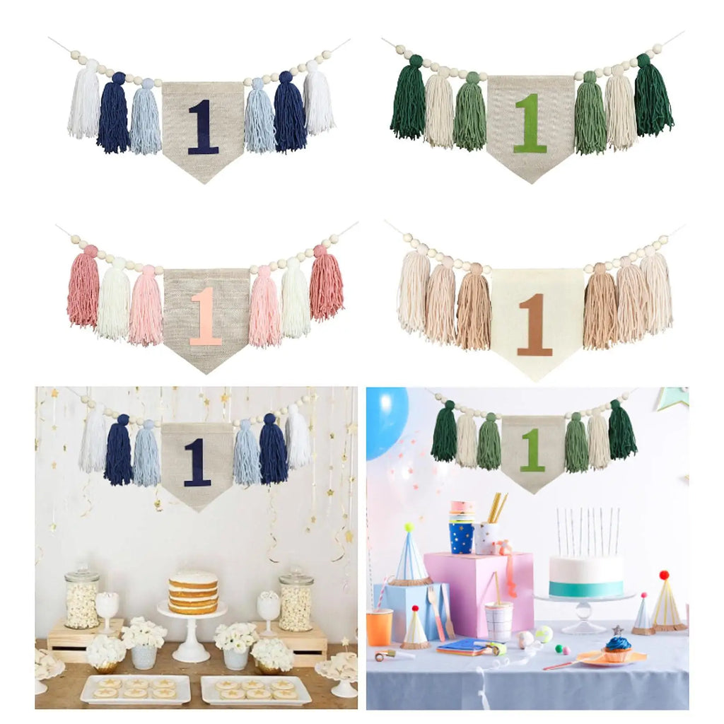 1ST Birthday Highchair Banner Decoration Photo Prop Birthday Party Birthday Zpaxo