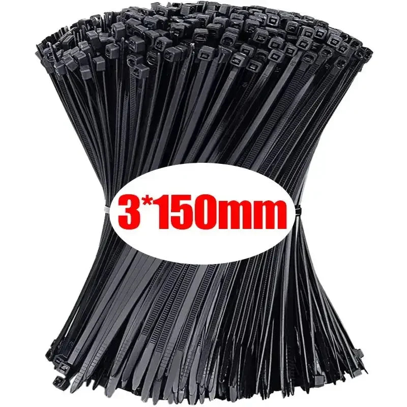 Black Cable Ties Tensile Strength Uv Resistant Self-locking Home Zpaxo 3X150mm-100Pcs