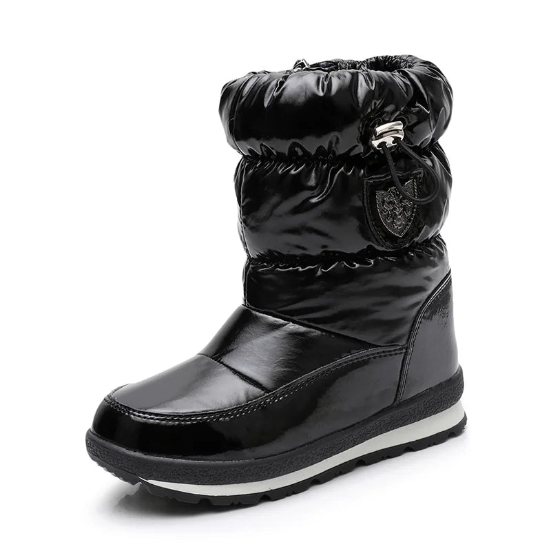 30 Real Wool Winter Warm Baby Shoes Waterproof Children's Snow Boots Zpaxo Cool black 37(Insole23cm) China Mainland