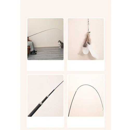 Extended telescopic cat stick 1.8m extra long fishing rod resistant to scratching feather cat toys to relieve boredom Zpaxo
