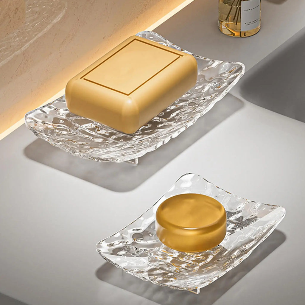 2-Pack Soap Dish with Drain Holes & Non-Slip Base | Clear PET Soap Dish Set Zpaxo