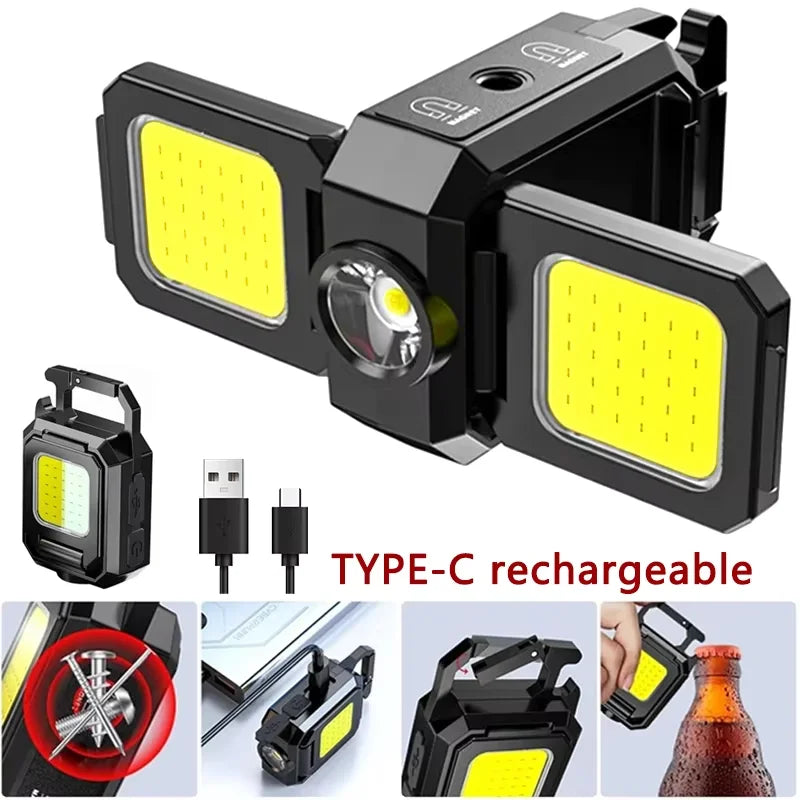 COB Keychain Work Light Dual Source 5Mode Rechargeable Lumens Zpaxo