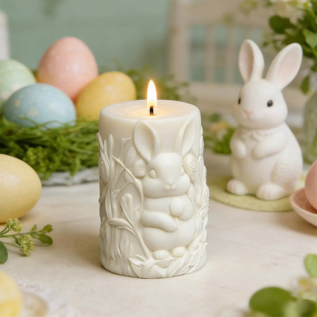 Easter Bunny Candle Mold Silicone Relief Cylinder Mould Soap Making