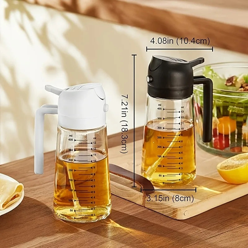 2-in-1 470ml Glass Oil Injection Bottle Fuel Injector Oil Bottle Oil Tank Barbecue Kitchen Baking Roast Picnic Kitchen Worker to Zpaxo