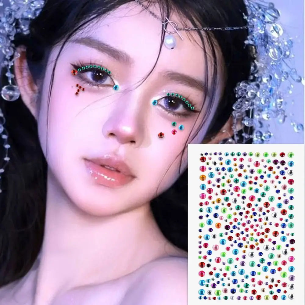 Golden Face Jewels Stickers Makeup Y2K Body Glittery Gem Music Zpaxo