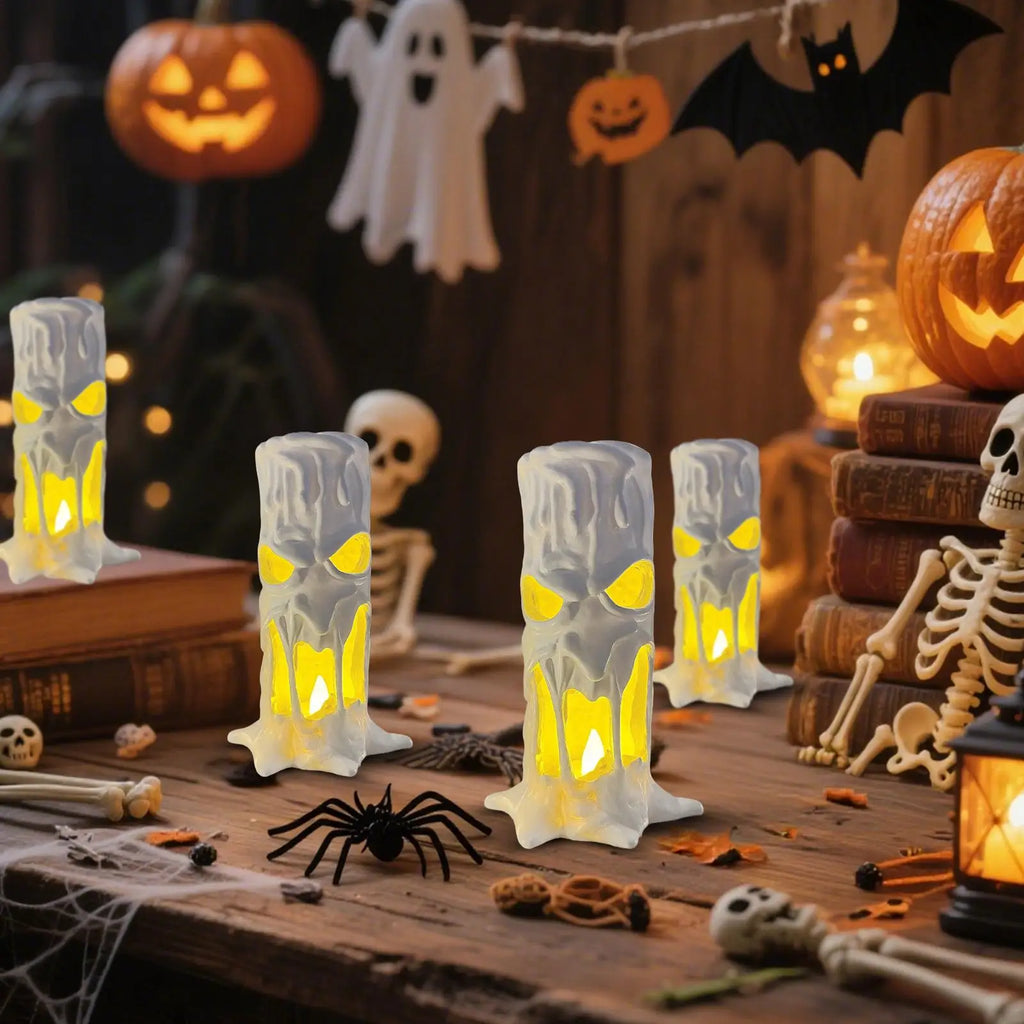 Halloween Flameless Candles Spooky Human Face LED Candle Flickering