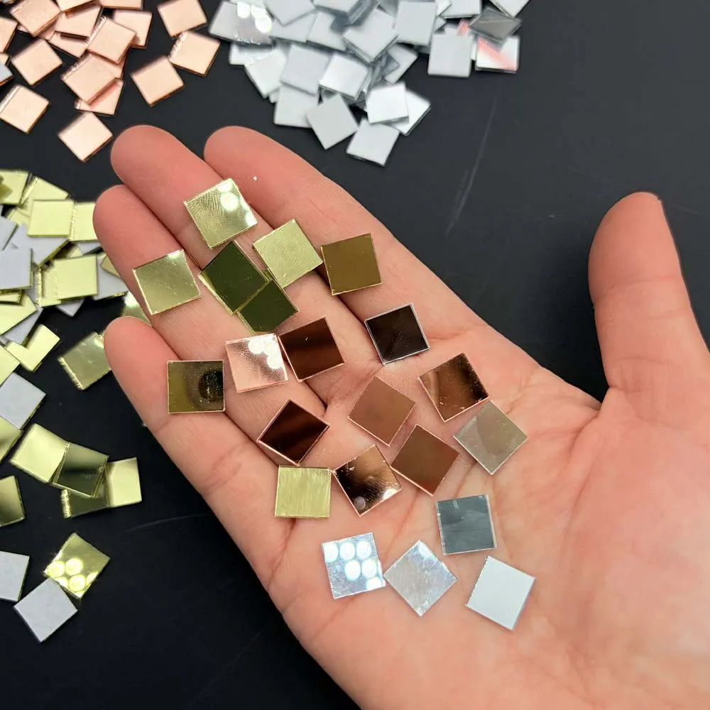 100-Pack Golden Mirror Mosaic Glass Tiles – DIY Craft Kit Mosaic Craft Tiles Zpaxo