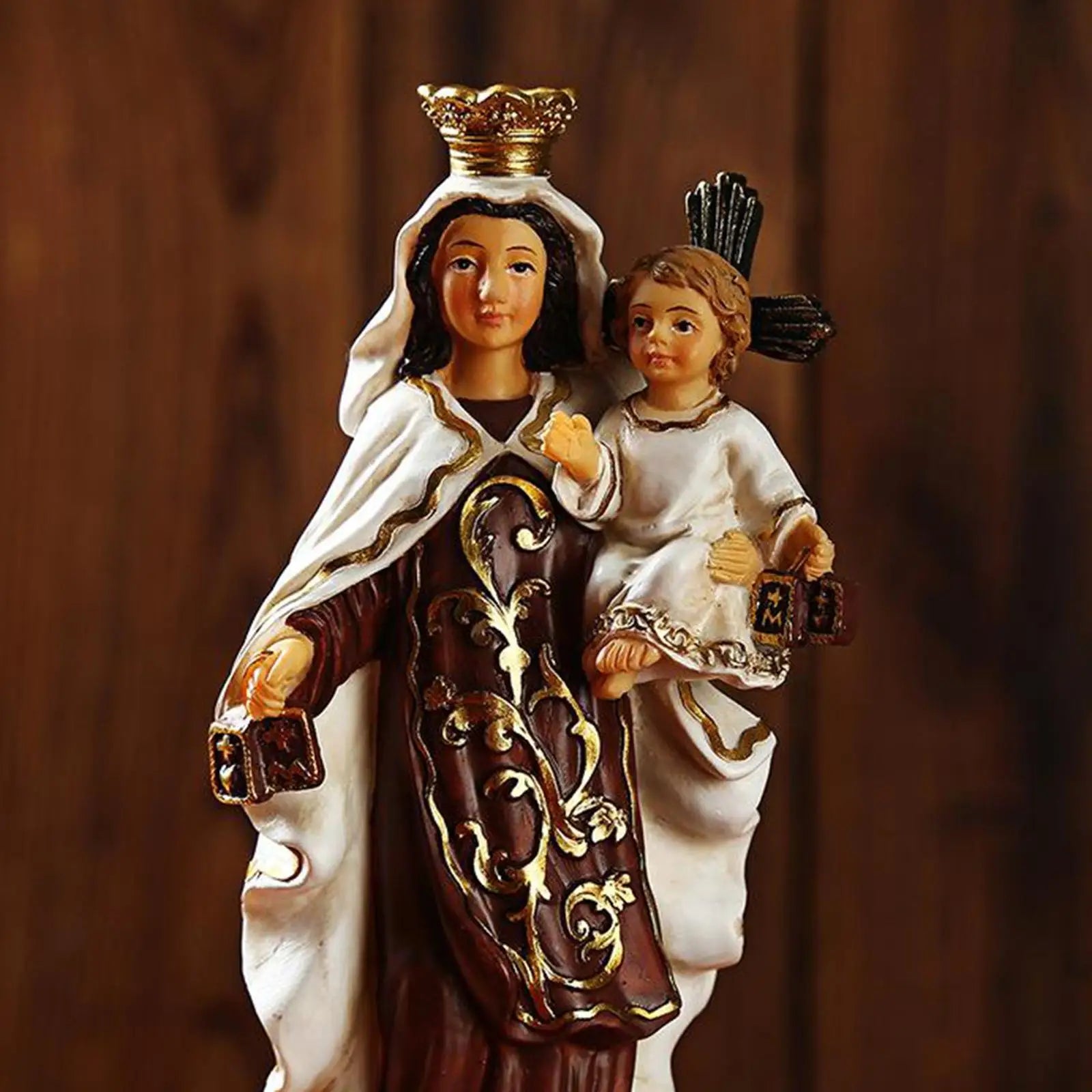 Catholic Resin Madonna Mary Statue Figure Handmade Figurine Religious Wedding Gift Xmas Home Desktop Decoration Zpaxo