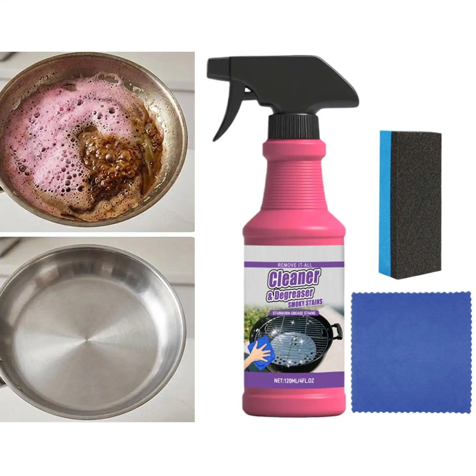 Grill Degreaser Cleaner Heavy Duty Kitchen Grease Remover Spray