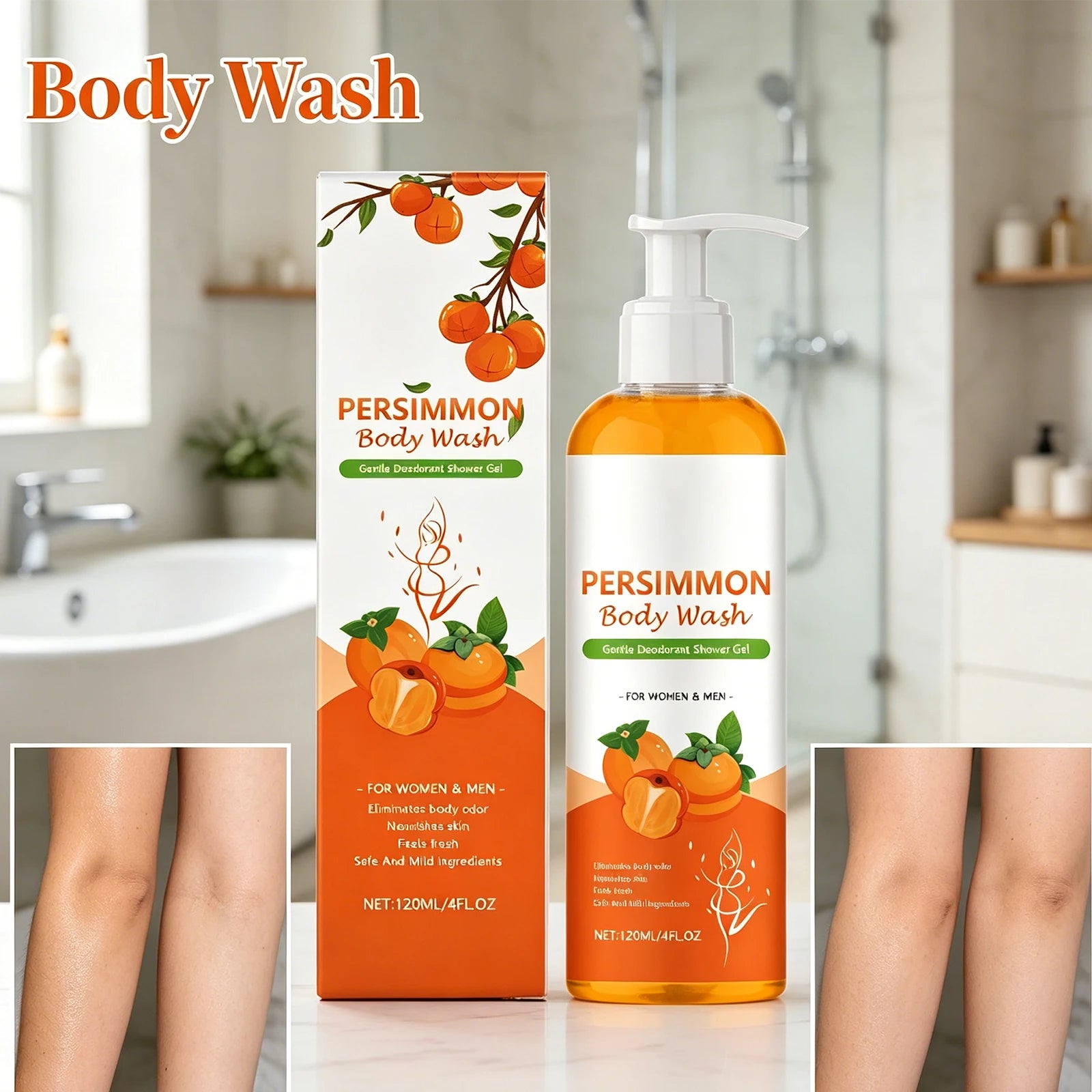 120ml Orange Fragrance Nourishing Body Wash Deep Cleansing Moisturizing Shower Gel Refreshing Long Lasting Aroma Daily Body Care Zpaxo