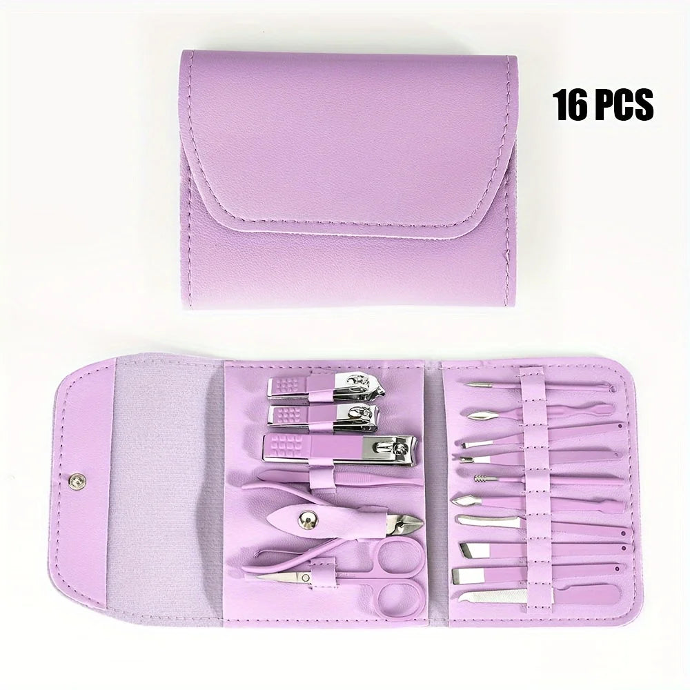 Professional Stainless Steel Manicure Pedicure Includes Nail Clippers Zpaxo PURPLE