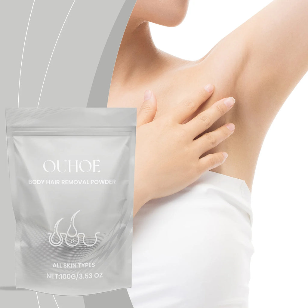 Body Hair Removal Powder 100g Gentle Depilatory Cream Activator for Smooth Legs Bikini Line Rose Formula Quick Rinse No Residue Zpaxo