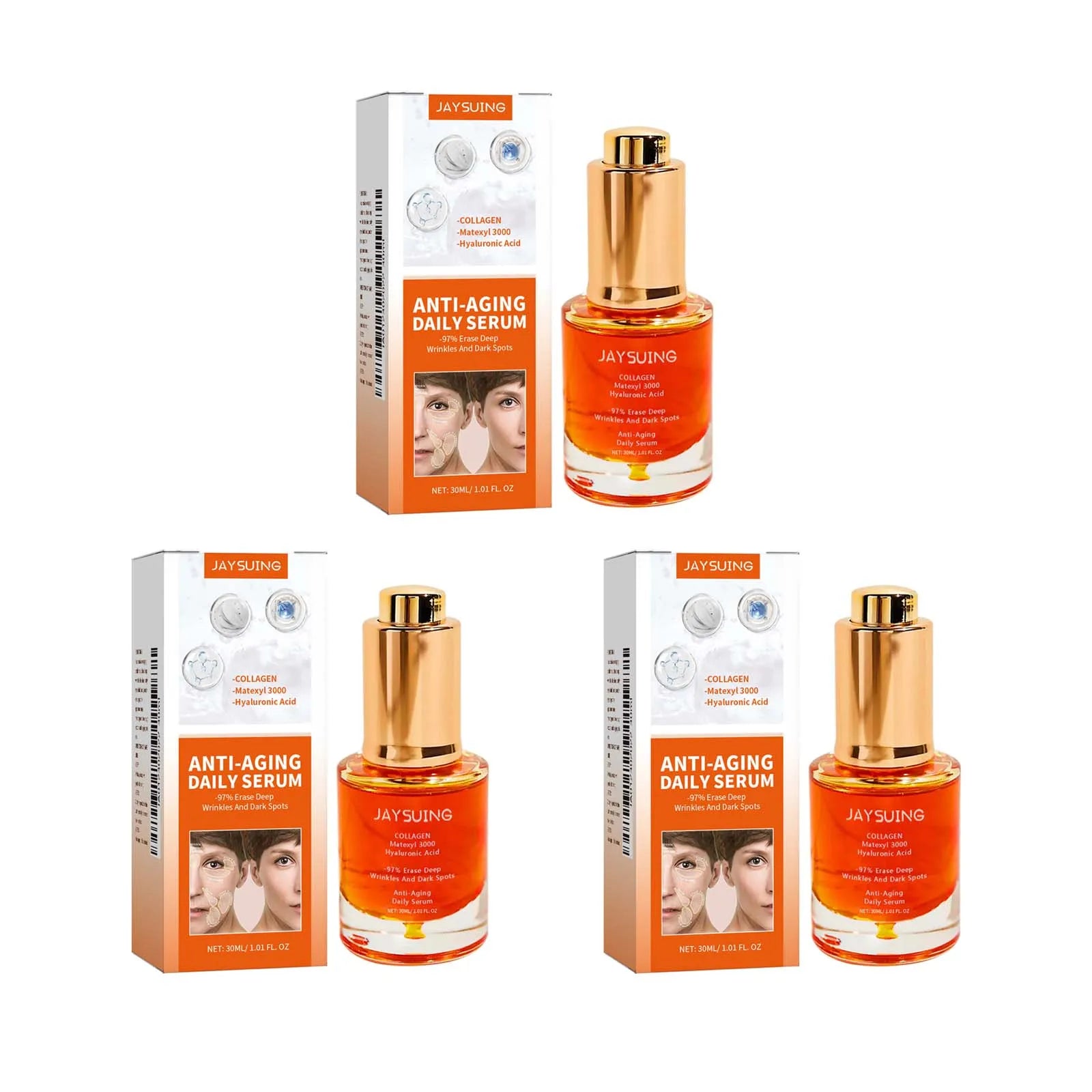 Collagen Firming Face Serum – Anti-Aging & Wrinkle Reducer Face Serum Zpaxo 3Pcs 30ml Boxed