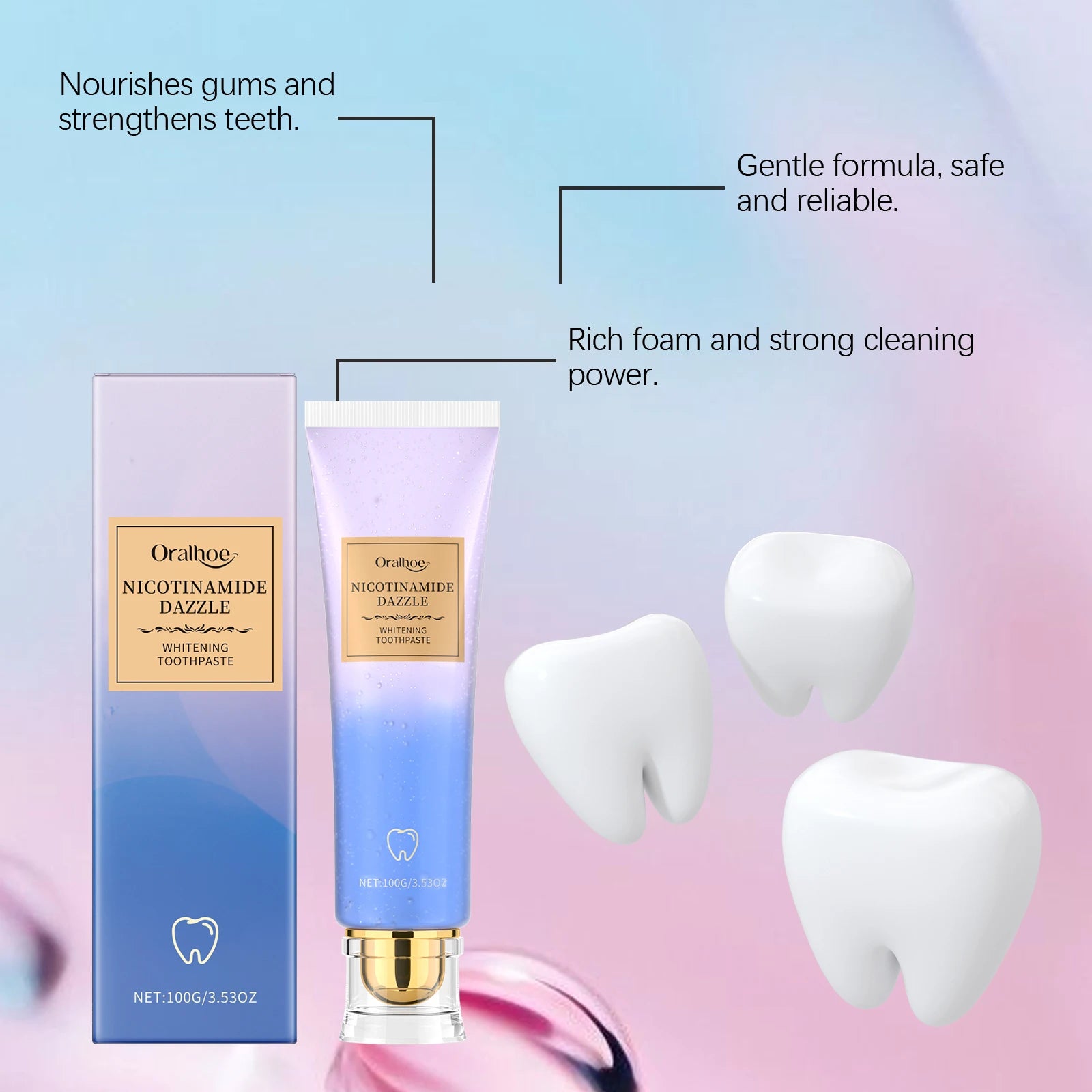 Oralhoe Niacinamide Whitening Toothpaste – Fluoride-Free, 100g Whitening Toothpaste Zpaxo