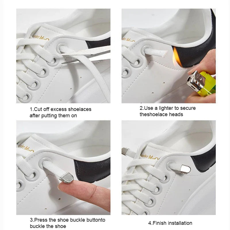 No Tie Shoe Laces Elastic Sneakers Flat Shoelaces Without Ties Quick