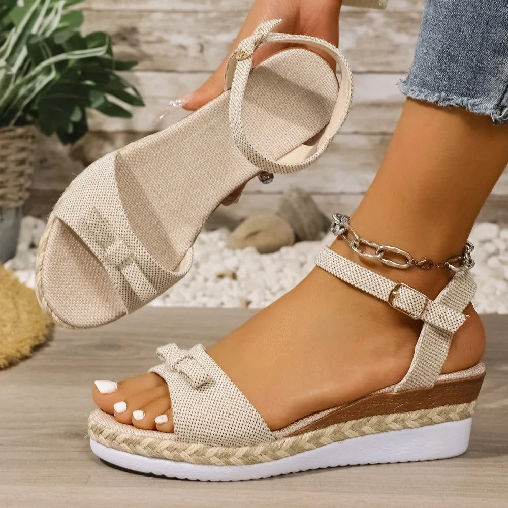 Women Lightweight Sandals Female Fashion Platform Shoes Women Platform Casual Beach Wedges Outdoor Sandals Zapatos De Mujer Zpaxo 36 Beige
