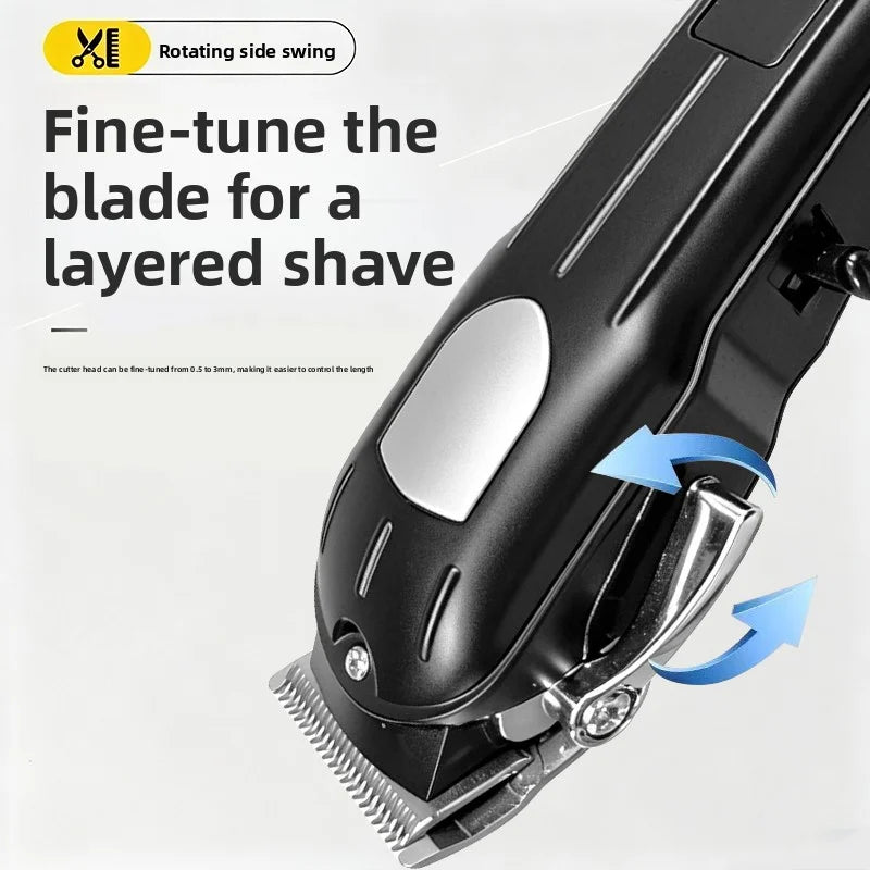 LCD Digital Electric Push Scissors Home Use Men's Haircutting Shaver